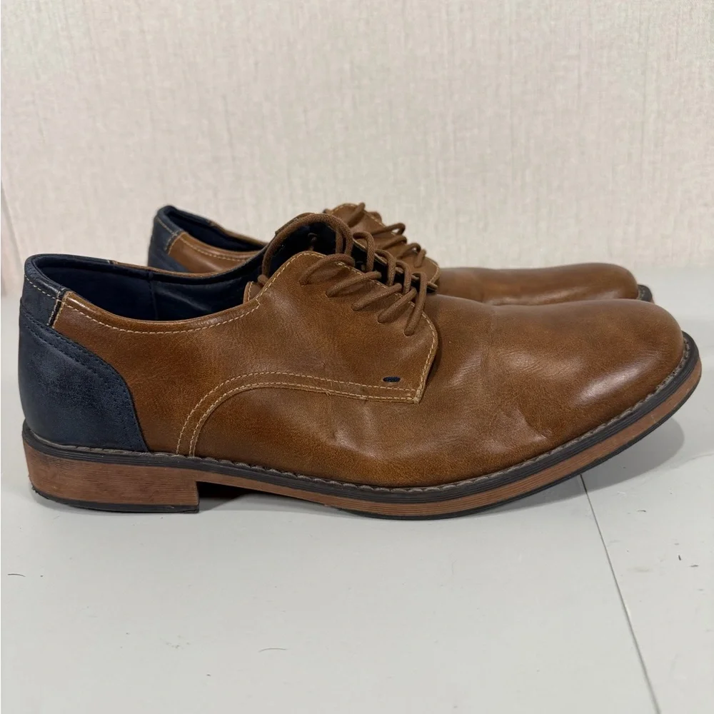 Izod kasson mens‎ Oxford dress casual shoe size 9M dark tan and navy blue